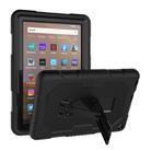 For Amazon Kindle Fire HD 8 (2020) B2 Contrast Color Silicone + PC Protective Case with Holder(Black+Black) - 1