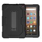 For Amazon Kindle Fire HD 8 (2020) B2 Contrast Color Silicone + PC Protective Case with Holder(Black+Black) - 2