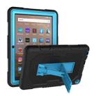 For Amazon Kindle Fire HD 8 (2020) B2 Contrast Color Silicone + PC Protective Case with Holder(Black+Blue) - 1