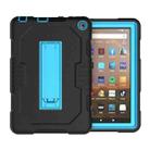 For Amazon Kindle Fire HD 8 (2020) B2 Contrast Color Silicone + PC Protective Case with Holder(Black+Blue) - 2