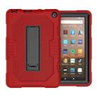 For Amazon Kindle Fire HD 8 (2020) B2 Contrast Color Silicone + PC Protective Case with Holder(Red+Black) - 2