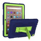 For Amazon Kindle Fire HD 8 (2020) B2Contrast Color Silicone + PC Protective Case with Holder(Navy Blue+Olivine) - 1