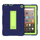 For Amazon Kindle Fire HD 8 (2020) B2Contrast Color Silicone + PC Protective Case with Holder(Navy Blue+Olivine) - 2