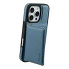 For iPhone 16 Pro Max Denior Carbon Fiber Texture Leather Card Bag MagSafe Phone Case(Blue) - 2