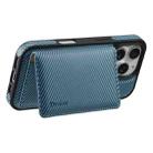 For iPhone 16 Pro Max Denior Carbon Fiber Texture Leather Card Bag MagSafe Phone Case(Blue) - 3