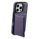 For iPhone 16 Pro Max Denior Carbon Fiber Texture Leather Card Bag MagSafe Phone Case(Purple) - 2