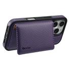 For iPhone 16 Pro Max Denior Carbon Fiber Texture Leather Card Bag MagSafe Phone Case(Purple) - 3