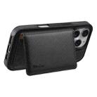 For iPhone 16 Pro Denior Carbon Fiber Texture Leather Card Bag MagSafe Phone Case(Black) - 3