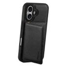 For iPhone 16 Plus Denior Carbon Fiber Texture Leather Card Bag MagSafe Phone Case(Black) - 2