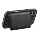 For iPhone 16 Plus Denior Carbon Fiber Texture Leather Card Bag MagSafe Phone Case(Black) - 3