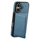 For iPhone 16 Plus Denior Carbon Fiber Texture Leather Card Bag MagSafe Phone Case(Blue) - 2