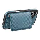 For iPhone 16 Plus Denior Carbon Fiber Texture Leather Card Bag MagSafe Phone Case(Blue) - 3