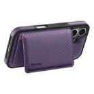 For iPhone 16 Plus Denior Carbon Fiber Texture Leather Card Bag MagSafe Phone Case(Purple) - 3