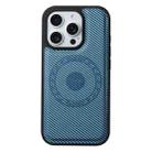 For iPhone 16 Pro Max Denior Carbon Fiber Texture Leather MagSafe Phone Case(Blue) - 2