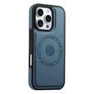 For iPhone 16 Pro Max Denior Carbon Fiber Texture Leather MagSafe Phone Case(Blue) - 3