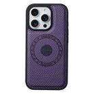 For iPhone 16 Pro Max Denior Carbon Fiber Texture Leather MagSafe Phone Case(Purple) - 2