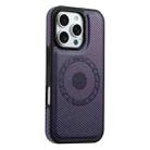 For iPhone 16 Pro Max Denior Carbon Fiber Texture Leather MagSafe Phone Case(Purple) - 3