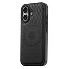 For iPhone 16 Plus Denior Carbon Fiber Texture Leather MagSafe Phone Case(Black) - 3