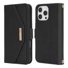 For iPhone 16 Pro Max Cross Texture Crossbody Lanyard Leather Phone Case(Black) - 2