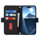 For iPhone 16 Pro Max Cross Texture Crossbody Lanyard Leather Phone Case(Black) - 3