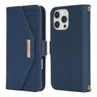 For iPhone 16 Pro Max Cross Texture Crossbody Lanyard Leather Phone Case(Blue) - 2