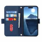 For iPhone 16 Pro Max Cross Texture Crossbody Lanyard Leather Phone Case(Blue) - 3