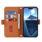 For iPhone 16 Pro Max Cross Texture Crossbody Lanyard Leather Phone Case(Brown) - 3