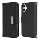 For iPhone 16 Plus Cross Texture Crossbody Lanyard Leather Phone Case(Black) - 2