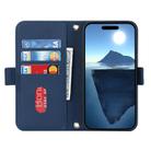 For iPhone 16 Plus Cross Texture Crossbody Lanyard Leather Phone Case(Blue) - 3