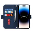 For iPhone 15 Pro Max Cross Texture Crossbody Lanyard Leather Phone Case(Blue) - 3