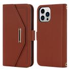 For iPhone 15 Pro Max Cross Texture Crossbody Lanyard Leather Phone Case(Brown) - 2