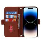 For iPhone 15 Pro Max Cross Texture Crossbody Lanyard Leather Phone Case(Brown) - 3