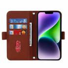 For iPhone 15 Plus Cross Texture Crossbody Lanyard Leather Phone Case(Brown) - 3