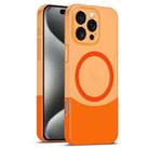 For iPhone 15 Pro Dual Color Stitching MagSafe Magnetic PC Phone Case(Orange) - 1