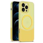 For iPhone 12 Pro Max Dual Color Stitching MagSafe Magnetic PC Phone Case(Yellow) - 1