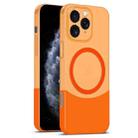 For iPhone 11 Pro Max Dual Color Stitching MagSafe Magnetic PC Phone Case(Orange) - 1