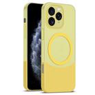 For iPhone 11 Pro Max Dual Color Stitching MagSafe Magnetic PC Phone Case(Yellow) - 1