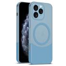 For iPhone 11 Pro Dual Color Stitching MagSafe Magnetic PC Phone Case(Blue) - 1