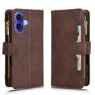 For iPhone 16 Litchi Texture Zipper Leather Phone Case(Brown) - 2