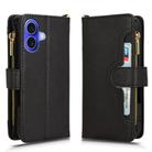 For iPhone 16 Plus Litchi Texture Zipper Leather Phone Case(Black) - 2