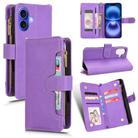 For iPhone 16 Plus Litchi Texture Zipper Leather Phone Case(Purple) - 1