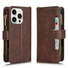 For iPhone 16 Pro Litchi Texture Zipper Leather Phone Case(Brown) - 2