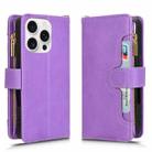 For iPhone 16 Pro Litchi Texture Zipper Leather Phone Case(Purple) - 2