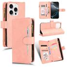 For iPhone 16 Pro Litchi Texture Zipper Leather Phone Case(Pink) - 1