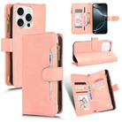 For iPhone 16 Pro Max Litchi Texture Zipper Leather Phone Case(Pink) - 1