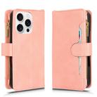 For iPhone 16 Pro Max Litchi Texture Zipper Leather Phone Case(Pink) - 2