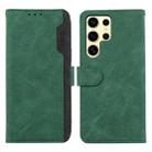 For Samsung Galaxy S25 Ultra 5G ABEEL Color Block Magnetic RFID Leather Phone Case(Green-Black) - 1