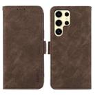 For Samsung Galaxy S25 Ultra 5G ABEEL Frosted Magnetic RFID Leather Phone Case(Brown) - 1