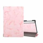For Samsung Galaxy Tab S8 / Galaxy Tab S7 T870 Marble Texture Pattern Horizontal Flip Leather Case, with Three-folding Holder & Sleep / Wake-up(Pink) - 1