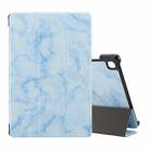 For Samsung Galaxy Tab A7 T505 Marble Texture Pattern Horizontal Flip Leather Case, with Three-folding Holder & Sleep / Wake-up(Blue) - 1